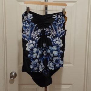 Black w/BlueFlowers AdoreMe Swimsuit Adjust Strap